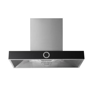 China Household T-shape range hood with full black tempered glass, easy cleaning for sale