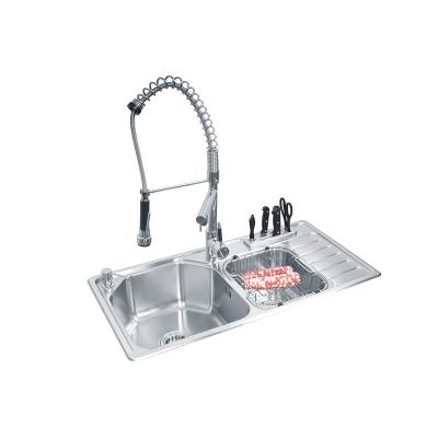 China With Faucet High Quality Restaurant Kitchen Equipment Kitchen Sink Stainless Steel Double Bowl Bowl for sale