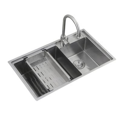 China With Faucet High Quality Restaurant Kitchen Equipment Kitchen Sink Stainless Steel Double Bowl Bowl for sale