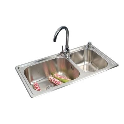 China With Faucet High Quality Restaurant Kitchen Equipment Kitchen Sink Stainless Steel Double Bowl Bowl for sale