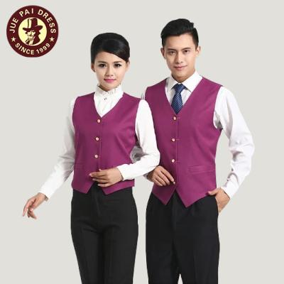 China Hotel Purple Vest Male Waitress Uniform For Restaurant Hotel for sale