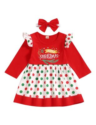 China Toddler Babies Clothes Christmas Anti-Static Dress With Hea for sale