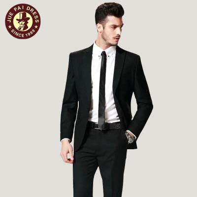 China 100%wool one button anti-shrink lapel simple black blazers for men for sale