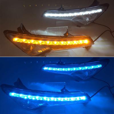 China ABS+LED LED DRL Daytime Running Light For Kia Sportage 2010 2011 2012 2013 2014 Fog Lamp Cover Daylight With Yellow Rotation for sale