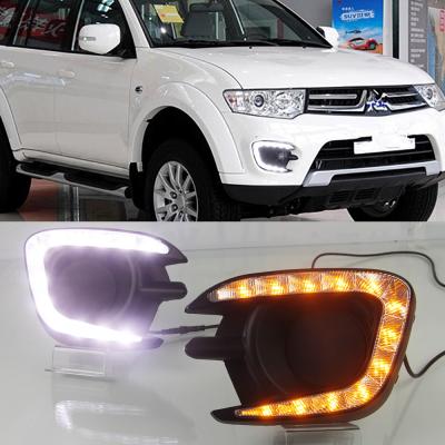 China ABS+LED Car DRL Running Lights Fog Daytime Running Lamp Matt Matt or Chandelier Styling For Mitsubishi Pajero Sport 2013 2014 2015 for sale