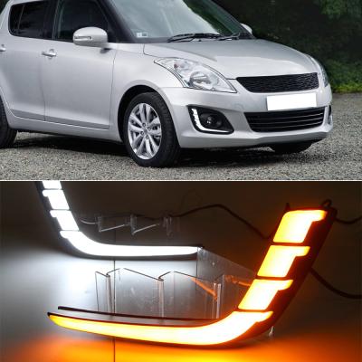 China ABS+LED For Suzuki Swift 2014 2015 2016 Waterproof Car DRL 12V LED Daytime Running Light ABS Case Turn Signal Yellow Relay Styling Yellow for sale