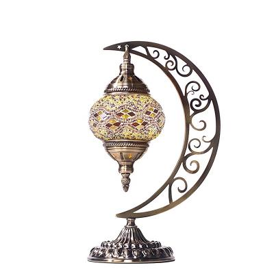 China Handicrafts in Turkish Retro Table Lamp Turkiye Table Decoration Lamp Mosaic LED Glass Light Turkish Romantic Bohemian Mediterranean Bedside Lamp for sale