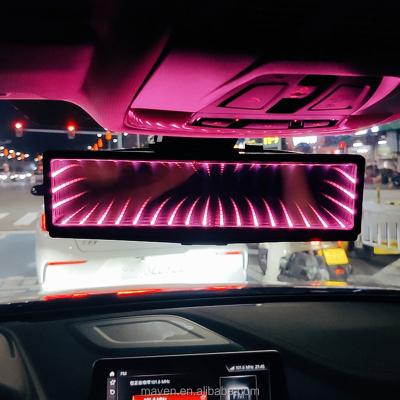 China 3D & Universal Auto Led Rearview Mirror RGB LED Car Rearview Mirror Drive Decorative Interior Dimming Mirror for sale