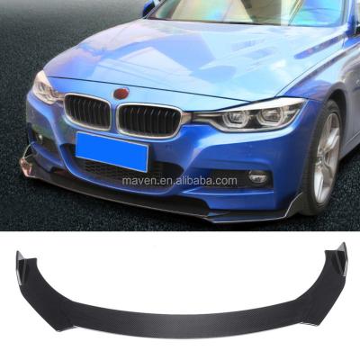 China Universal Detachable Black Three-segment or Carbon Fiber Three-segment Car Front Bumper Lip Spoiler Body Lip Diffuser Kit for sale