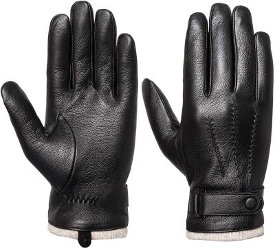 China Good Quality Winter Windproof Warm PU Leather Work Driving For Men's Car Gloves Leather Custom Waterproof Training for sale