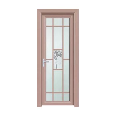 China Aluminum Alloy Waterproof Waterproof Interior Shower Doors Swing Bathroom Smooth Glass Interior Door With Handle for sale