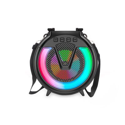 China SING-E ZQS1433M OEM Foldable Outdoor Portable Led Colorful Flashing Light Super Bass Audio Wireless Fm Radio Karaoke Speaker for sale