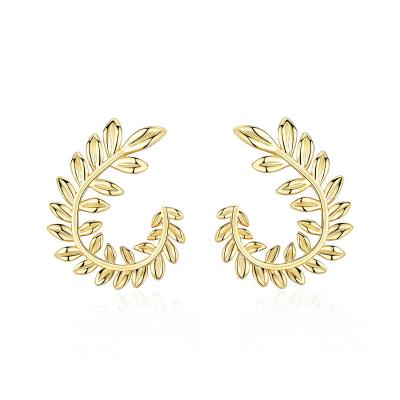 China New FASHIONABLE Wholesale 925 Statement Earrings Silver Gold Plated Funky Luxury Big Leaf Tasty Earrings Women for sale