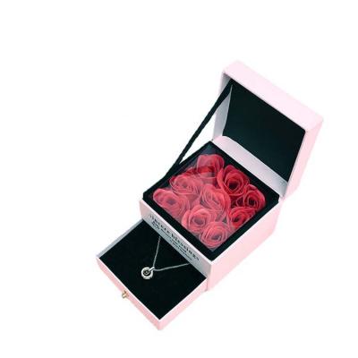 China Recyclable Luxury Flower Box Valentine Flower Ring Box Diy Rose Packaging Gift Box Surprise With Drawer for sale