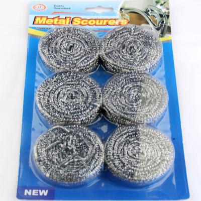 China Stainless Steel/Stainless Steel Viable Scrubber Card 20gr Blister 6pcs Mesh Pot Scrubber Kitchen For Dishes for sale