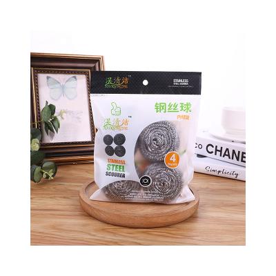 China Durable 2022Kitchen Pot Brush Plate Stainless Steel Wire Cleaning Ball Scourer for sale