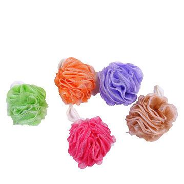 China All Natural Good Quality Bath Flower Soft Shower Colors Body Bath Loofah Ball for sale