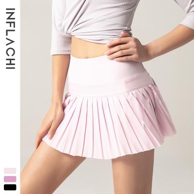 China OEM Summer Sports Fitness Shorts Breathable Advanced Gym Pleated Skirt Golf Tennis Skirt With Pocket for sale