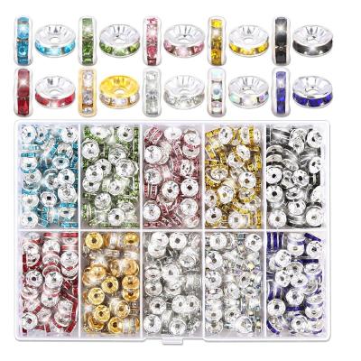 China Making Jewelry Necklace Bracelet Earring Rondelle Spacer Beads for Jewelry Making 600 Pieces Rhinestone Spacer Beads Crystal Bead Spacers for Jewelry Bracelets Making for sale