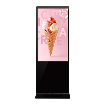 China 43 inch floor stand alone touch screen lcd totem kiosk indoor advertising monitor display digital signage glass for sale