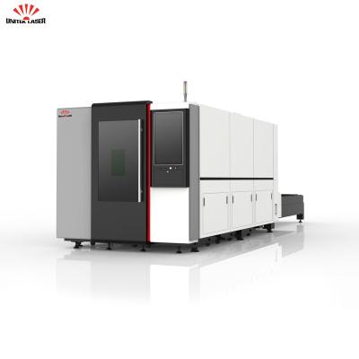 China 3015 3000W 6000W 8000W 12000W Fiber Laser Cutting Machine Sheet Metal And Tube Machine Water Cooled Enclosure for sale