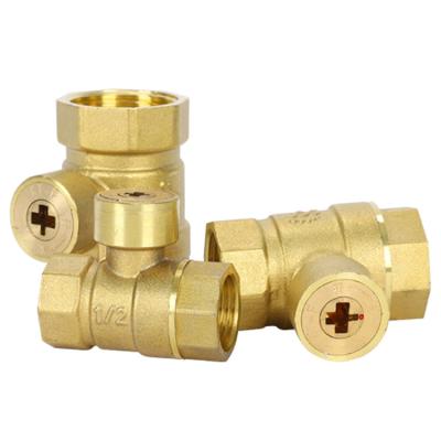 China Wholesale Price Brass Material Manual Factory Normal Temperature Cross Key Locking Ball Valve for sale