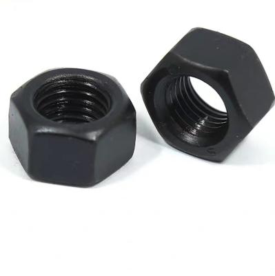 China Heavy Industry Grade 4.8 8.8 10.9 Fasteners Black Color Hex Head Nuts With Carbon Steel DIN934 for sale