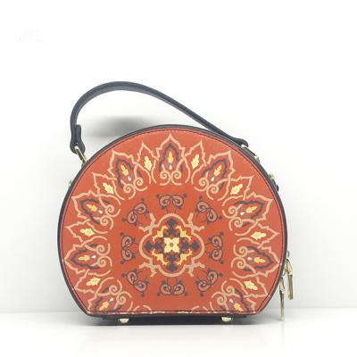 China Various Types JSMART Custom Design Digital Printing Round Shape Genuine Leather Messenger Bag Welcome for sale