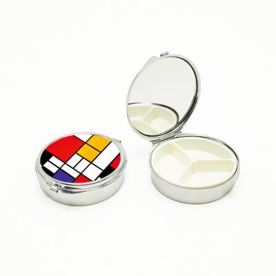 China JSMART Pill Box Travel Folding Pocket Mini Metal Pill Storage Jewelry Easy Carry Metal Box for sale