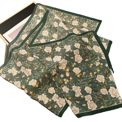 China Long Custom Satin Edge Printed Silk Women Long silk Fashion Vintage Scarf for sale