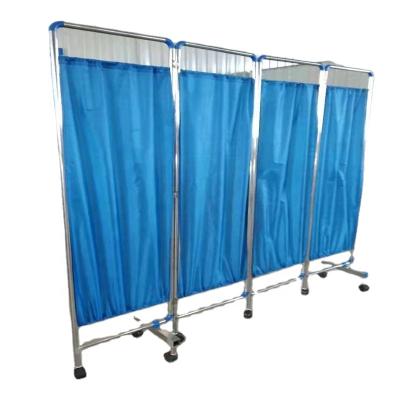 China Medical Metal Hospital Clinic Movable 4 Section Folding Stainless Steel Ward Screen for sale