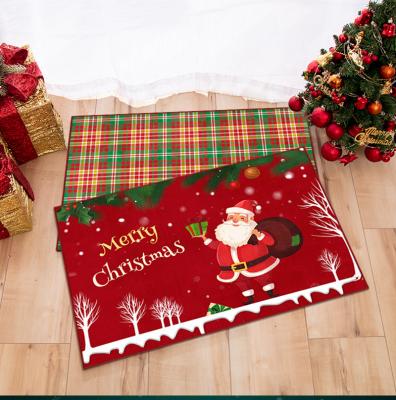 China Washable Custom Printed Logo Christmas Decoration Entrance Floor Mat Merry Christmas Indoor Front Entrance Mat for sale