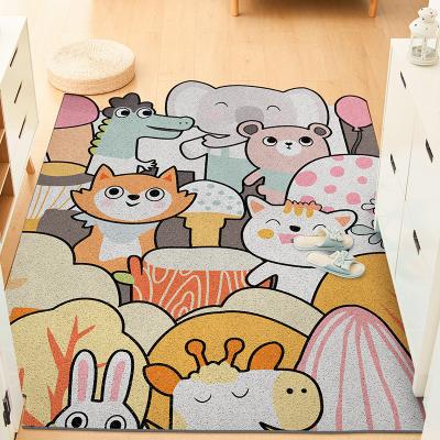 China Factory Washable Custom Made Cartoon Fence Carpet Entrance Door Mat Dust Animal Silk Entrance Door Mat for sale