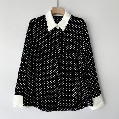 China Breathable spring and autumn new ladies polka dot fashion long sleeve shirt for sale