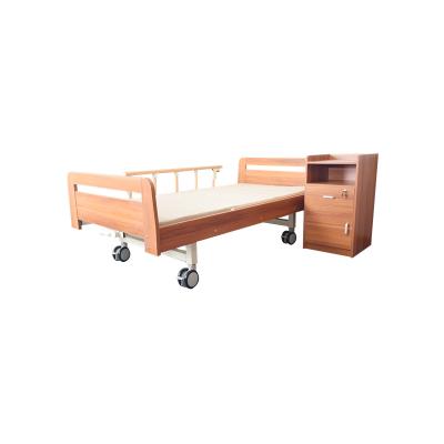 China Manual Easy Operate Wooden Manual Home Care Bed Hospital Nursing Bed For Elderly With Two Functions For Medical Equipment for sale