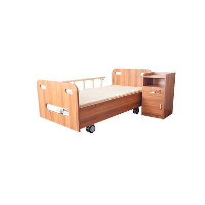 China Manual Easy Operate Hospital Bed Manufacturer Supply Nursing Home Care Bed With Wooden Head And Foot Board for sale