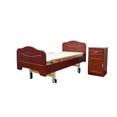 China Manual Easy Operate Hospital Bed Revolving Electric Home Nursing Wooden Electric Homecare Bed With Wheels for sale