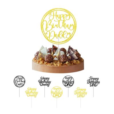 China Paper Cake Topper Cake Decoration Happy Birthday Dad Dad Glitter Paper Cake Topper for sale