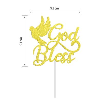 China Pack of 10 PCS Paper God Bless Cake Topper Cake Decoration Glitter Paper for sale