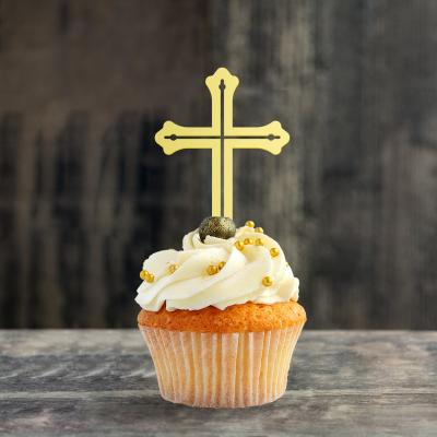 China 12 PCS Crucifix Mini Acrylic Cupcake Topper Cupcake Decoration Acrylic Package for sale