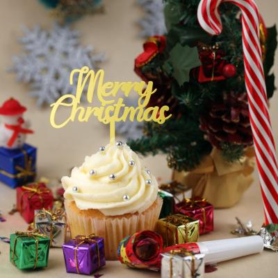 China Acrylic PACK of 10 PCS MINI Acrylic Merry Christmas Cake Topper Xmas Cake Decoration for sale