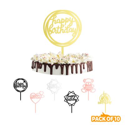 China 10 Pcs Happy Birthday Cake Topper Acrylic Cake Decoration Acrylic Pack for sale