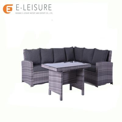 China Modern Outdoor Rattan Wicker Sofa Furniture Patio Furniture Classic Corner Dining Table Set for sale