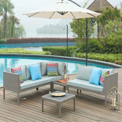 China Modern 6pcs Sofa Sets Alum Garden Furniture Eucalyptus Wood Leg for sale