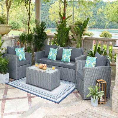 China Modern 6pcs Conrner Sofa Sets Outdoor Garden Sets Rattan Furniture for sale