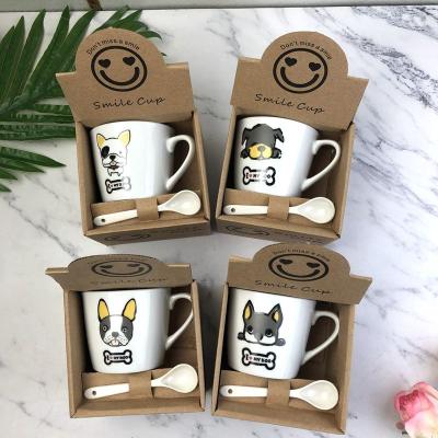 China Wholesale 200ml Sublimation Viable Cute Smile Ceramic Face Cartoon Kawaii Milk Cup Mug Coffee Mugs With Spoon For Gifts for sale