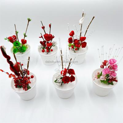 China Popular Decorative Flower Heart Rose DIY Valentine Day Gifts 2022 Valentine Day Decorative Artificial Flowers in Plastic Pot for sale