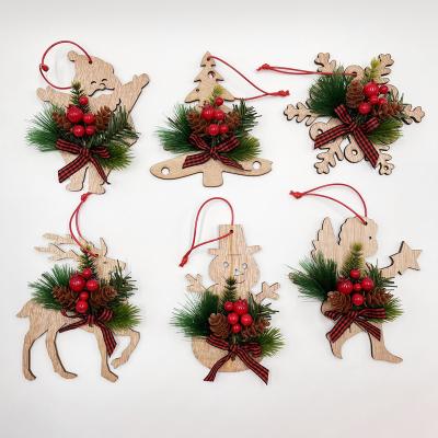 China Wooden Wooden Ornament Christmas Laser Cut Wooden Craft Shapes Christmas Decorations for sale