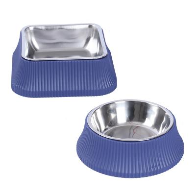 China Sustainable Pet Supplies New Amazon Square Stainless Steel Pet Bowl Anti-Spill Round Dog Bowl Dog Bowl Food Utensils for sale