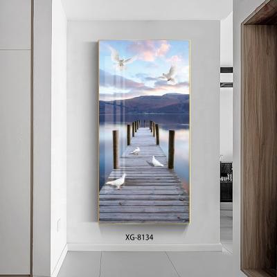 China 2021 Modern New Design Customized Landscape Seascape 3D Porcelain Crystal Painting With Frame For Home Decoration for sale